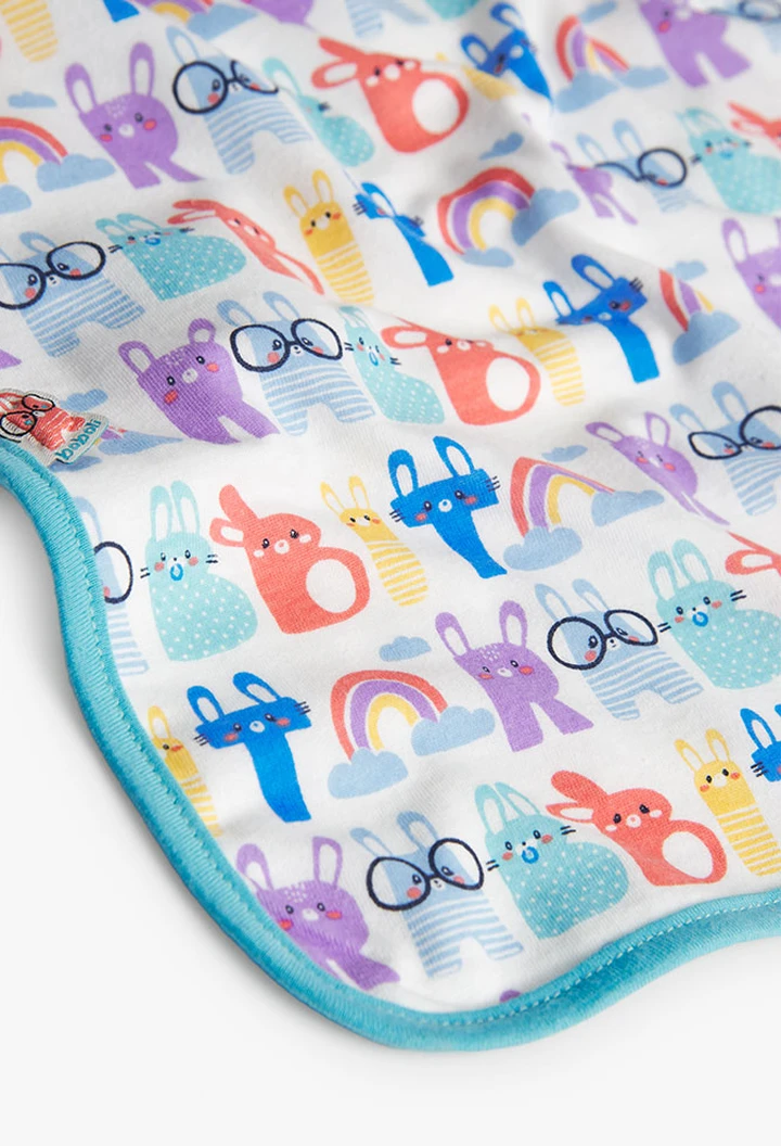 Couverture bébé tricotée, imprimée en écru