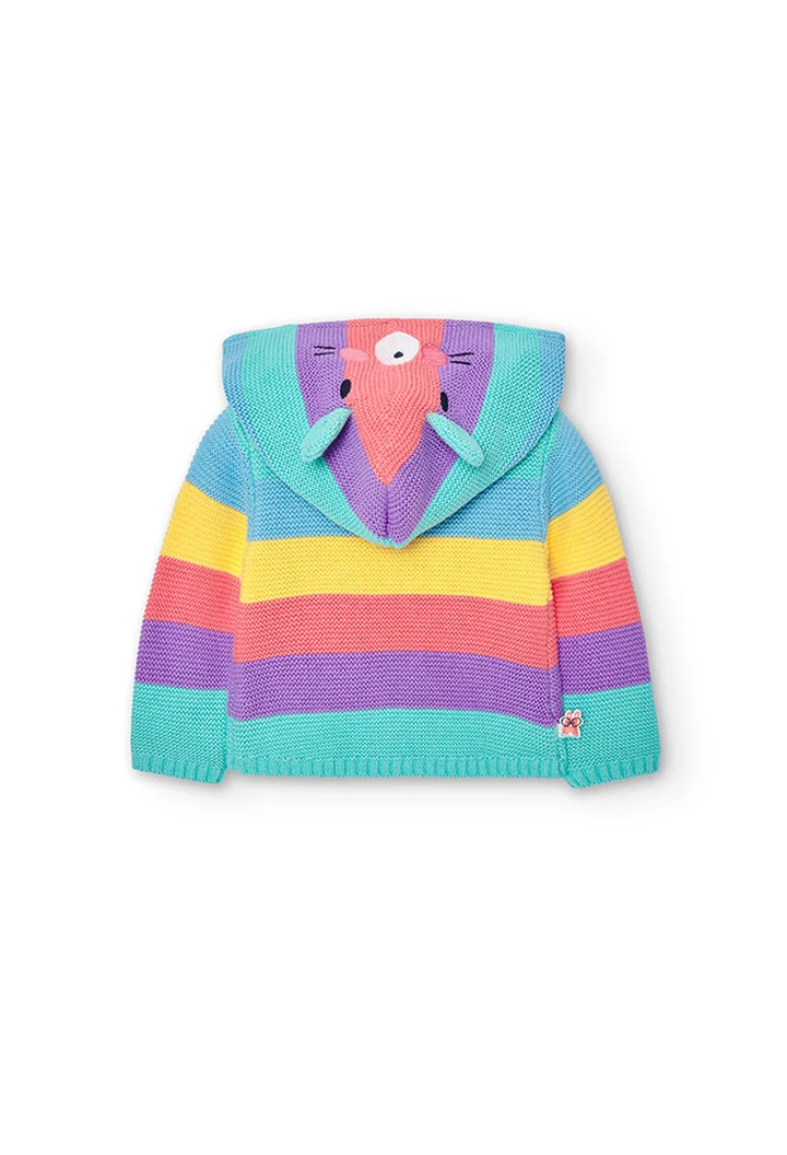 Veste tricotée rayée en vert pour bébé