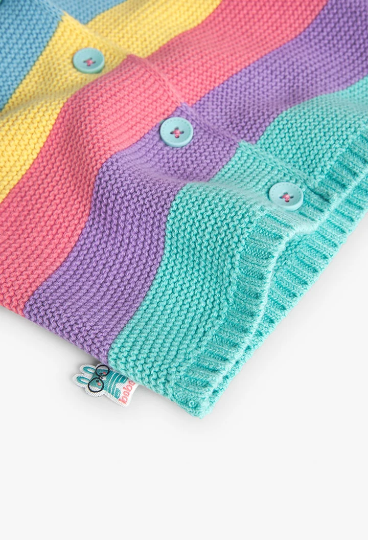 Veste tricotée rayée en vert pour bébé