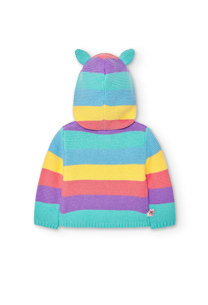 Veste tricotée rayée en vert pour bébé