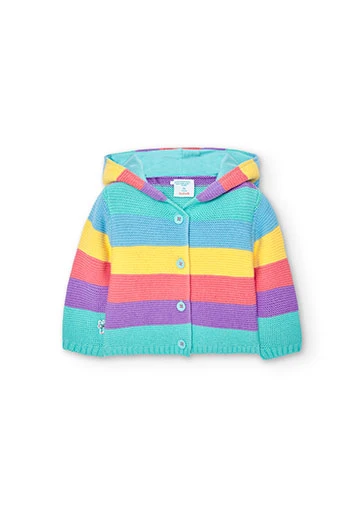 Tricotage-Jacke gestreift, für Babies, in Farbe Grün