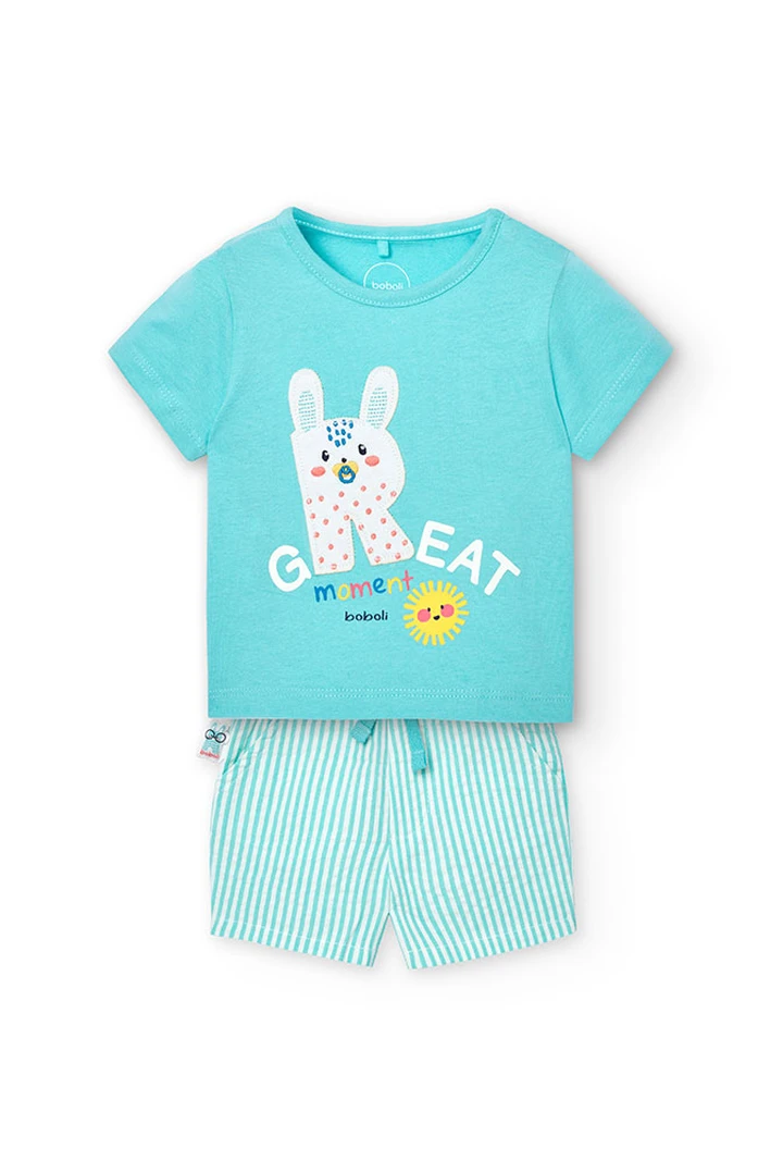 Pack pour bébé garçon vert en maille combinée