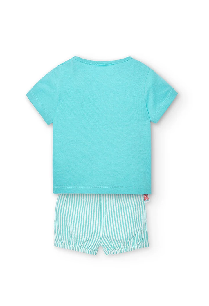 Pack pour bébé garçon vert en maille combinée