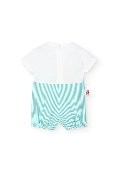 Baby's combined knit romper in white