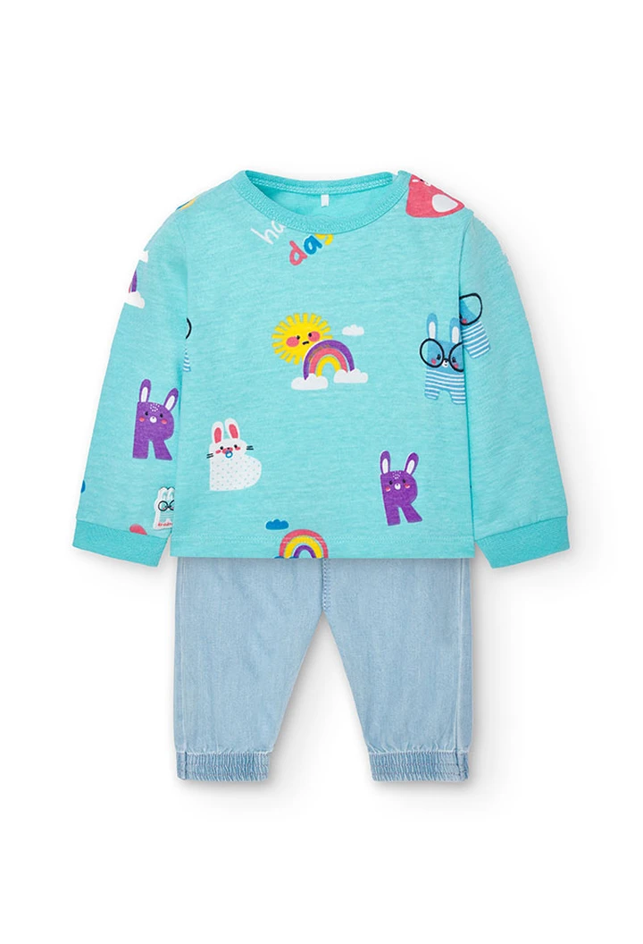 Pack bébé imprimé en maille combinée
