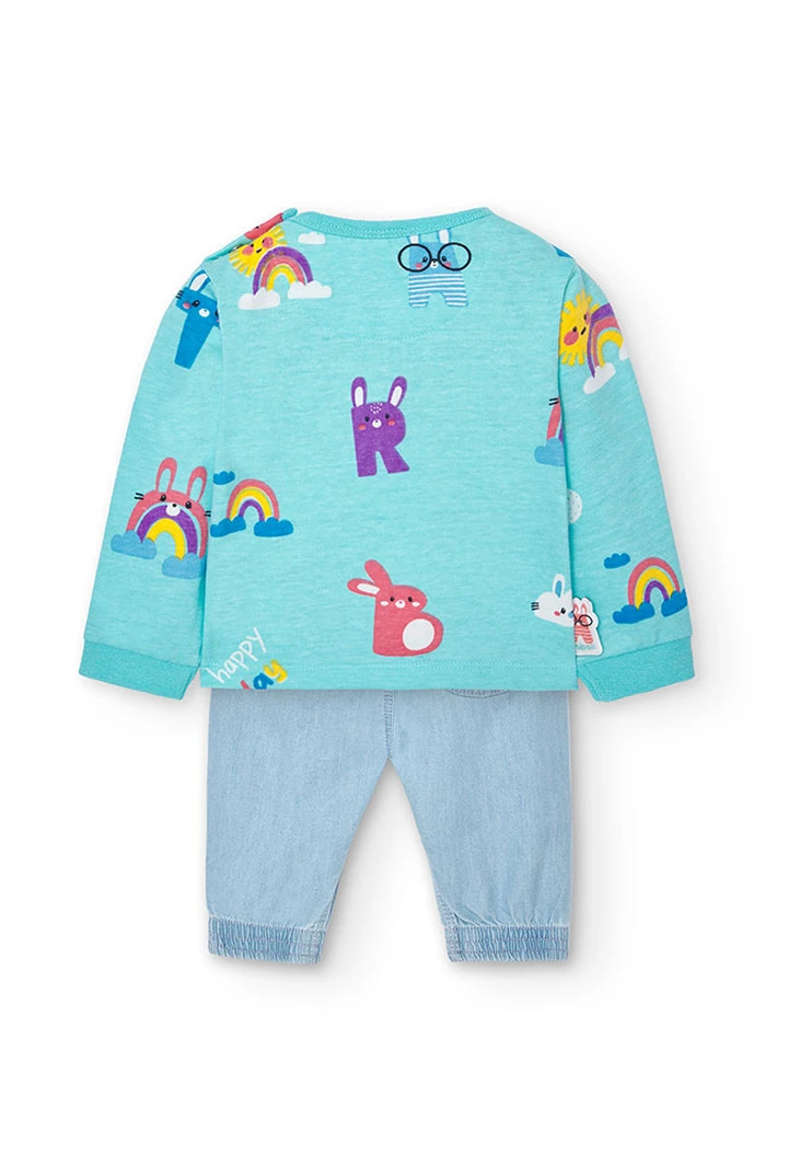 Pack bébé imprimé en maille combinée
