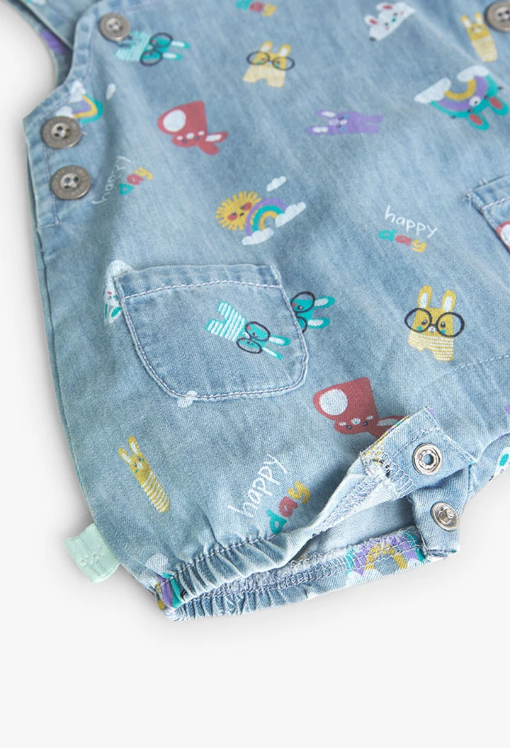 Salopette en denim imprimée pour bébé