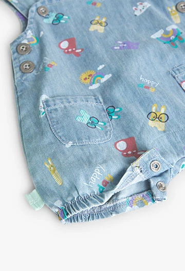 Baby printed denim overalls