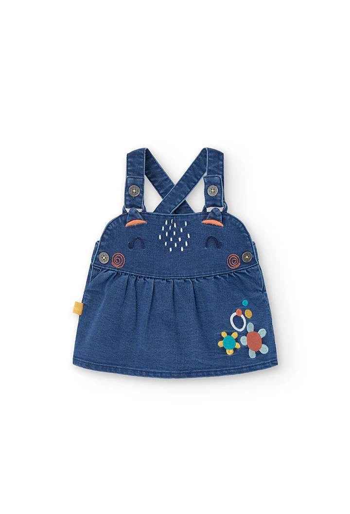 Ensemble body en côtes et robe en jean pour bébé fille en blanc