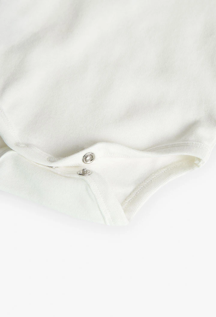 Ensemble body en côtes et robe en jean pour bébé fille en blanc