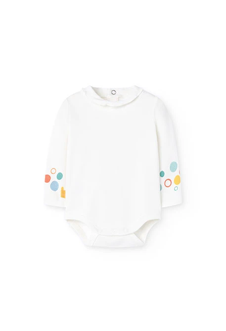 Ensemble body en côtes et robe en jean pour bébé fille en blanc