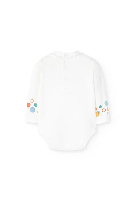 Ensemble body en côtes et robe en jean pour bébé fille en blanc