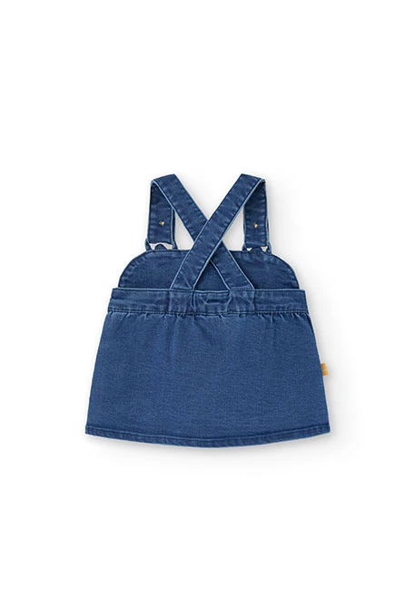 Ensemble body en côtes et robe en jean pour bébé fille en blanc