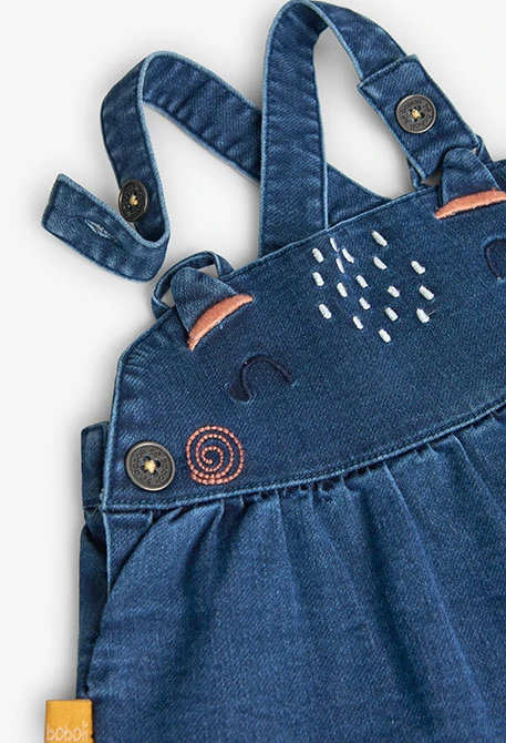 2tlg. Set aus Body und Denim-Latzkleid für Baby-Mädchen in Weiß