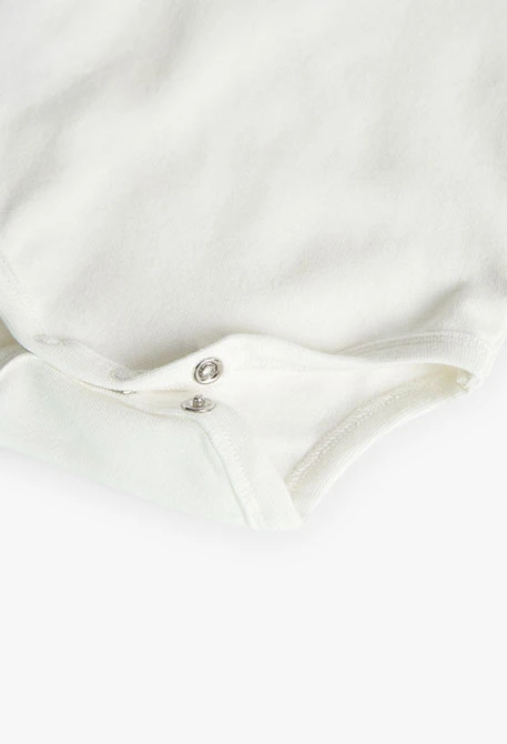 Conjunto de body de canelado e vestido de ganga para bebé menina em branco
