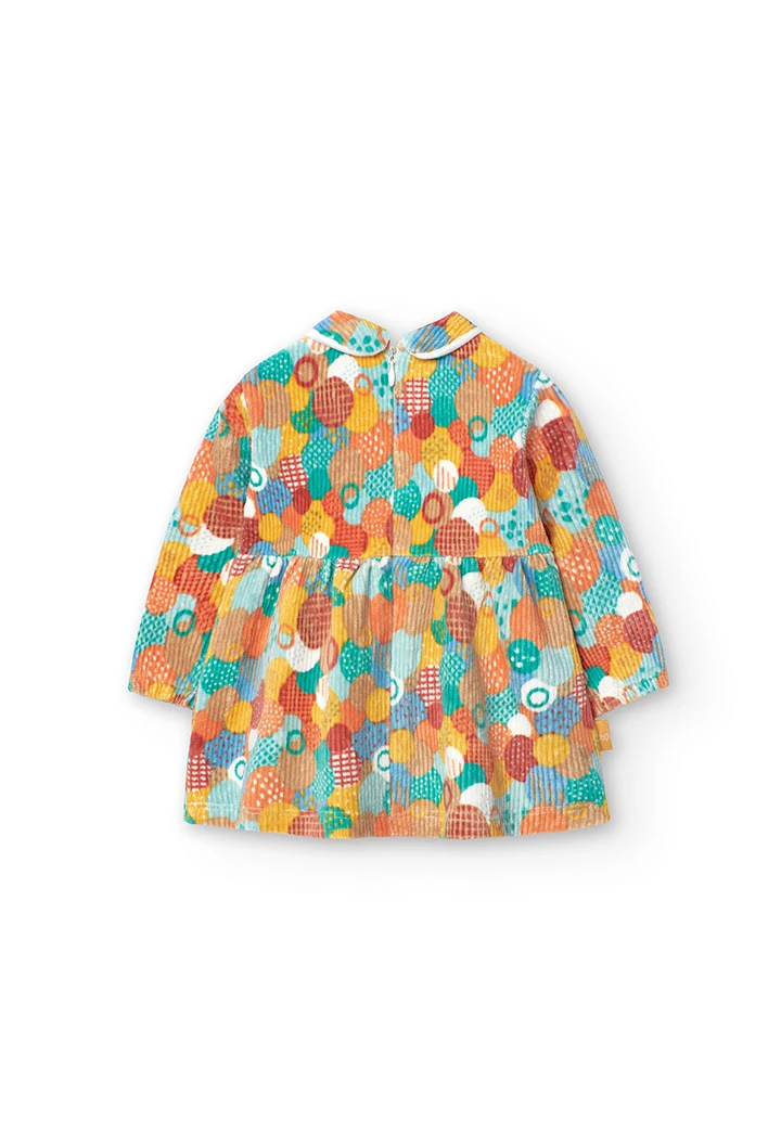 Robe en velours côtelé pour bébé fille avec imprimé à pois