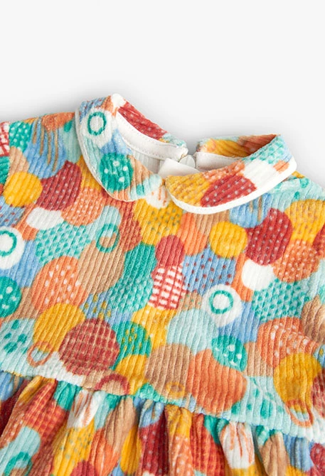 Vestido de pana para bebé niña con estampado topos