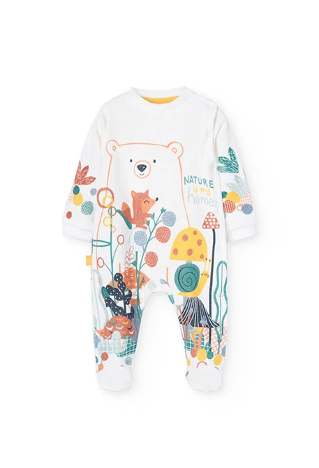 Babygrow de veludo branco para bebé