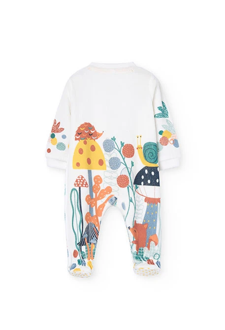 Babygrow de veludo branco para bebé