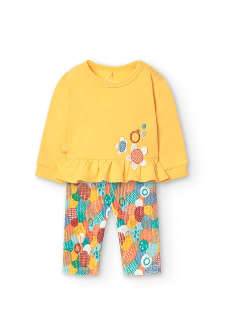 Set of sweatshirt and leggings for baby girl in yellow