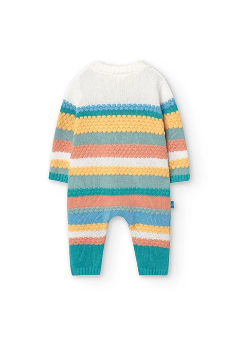 Pelele de tricotosa para bebé con estampado de rayas