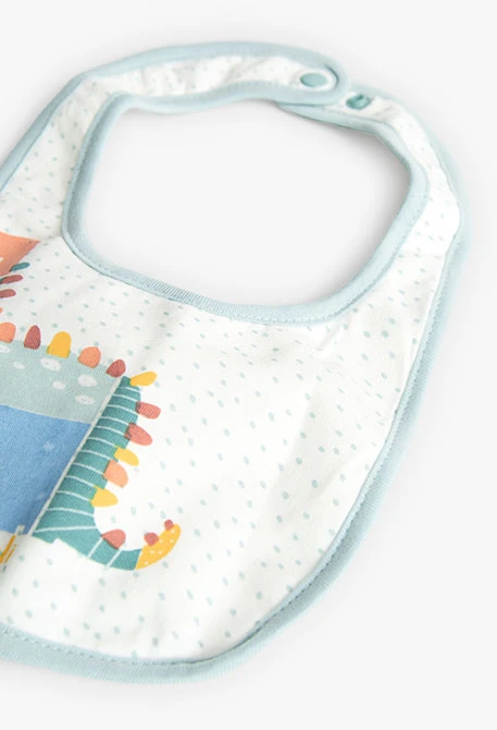 Pack de cuatro baberos para bebé en blanco con estampado de dinosaurio