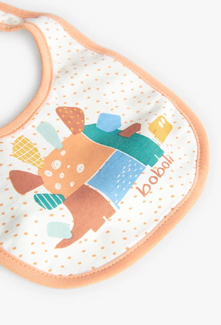 Pack de cuatro baberos para bebé en blanco con estampado de dinosaurio