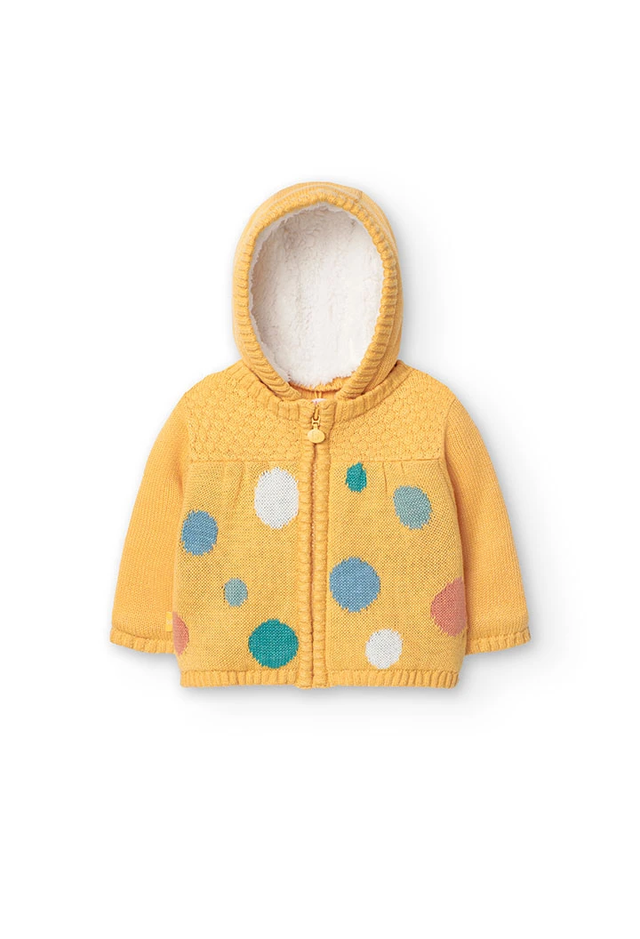 Chaqueta de tricotosa para bebé niña en color amarillo