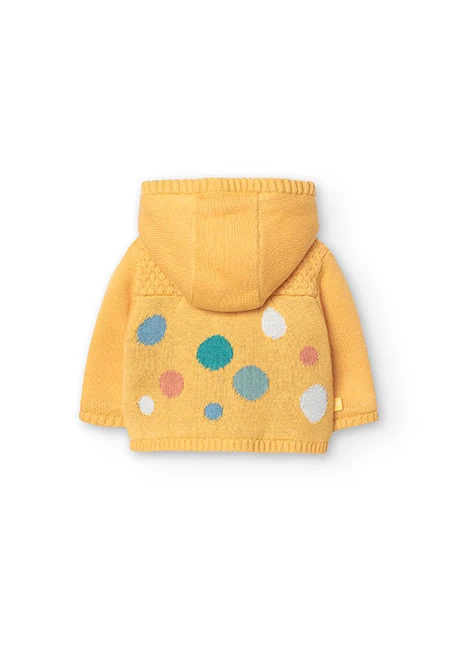 Knitted jacket for baby girl in yellow colour