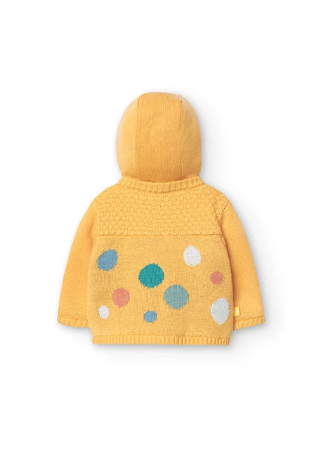 Knitted jacket for baby girl in yellow colour