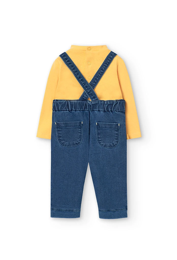 Conjunto de body y peto para bebé niño en amarillo