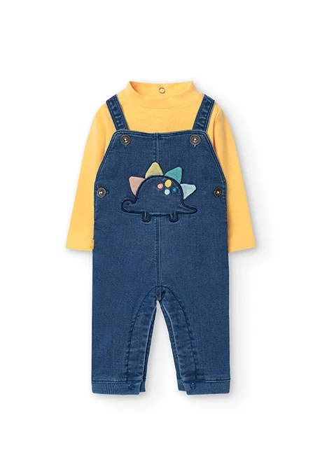 Set of bodysuit and dungarees for baby boy in yellow
