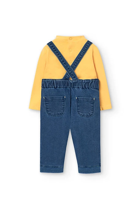 Set of bodysuit and dungarees for baby boy in yellow