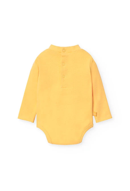 Conjunto de body e jardineiras para bebé menino em amarelo