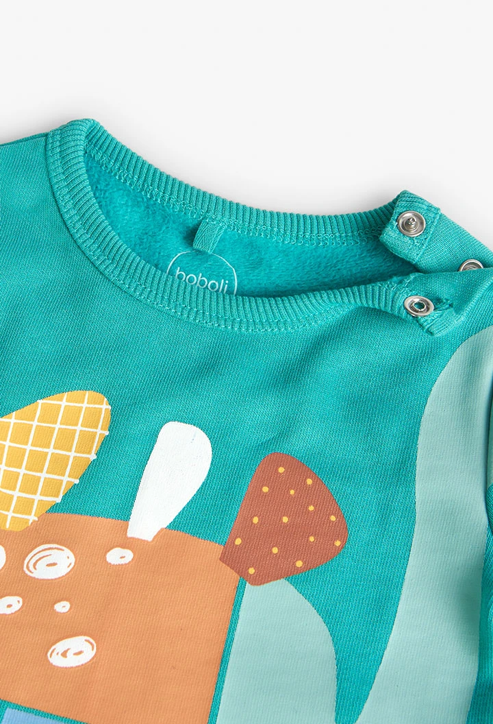 Fleece sweatshirt for baby boy in green