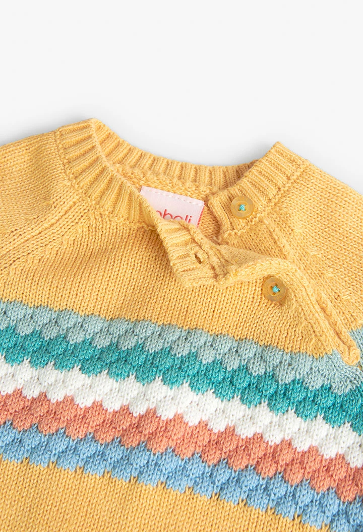 Knitted jumper for baby boy in yellow