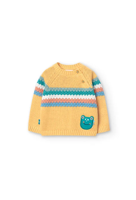 Pull en tricot pour bébé garçon de couleur jaune