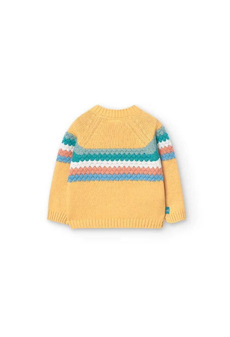 Knitted jumper for baby boy in yellow