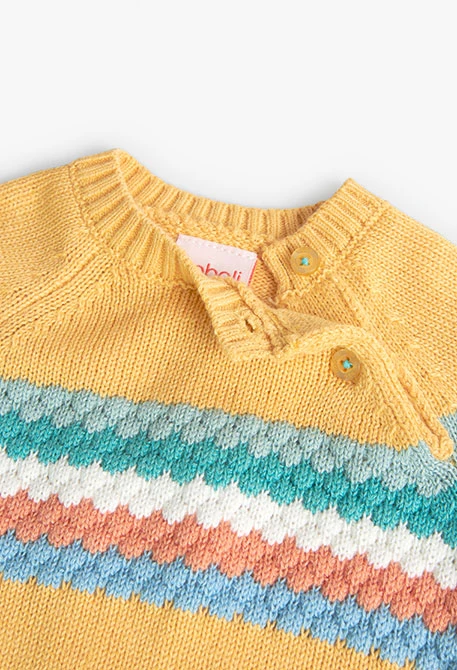 Pull en tricot pour bébé garçon de couleur jaune