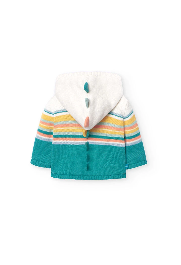 Strickjacke für Baby-Jungen mit Streifenmuster und Kapuze