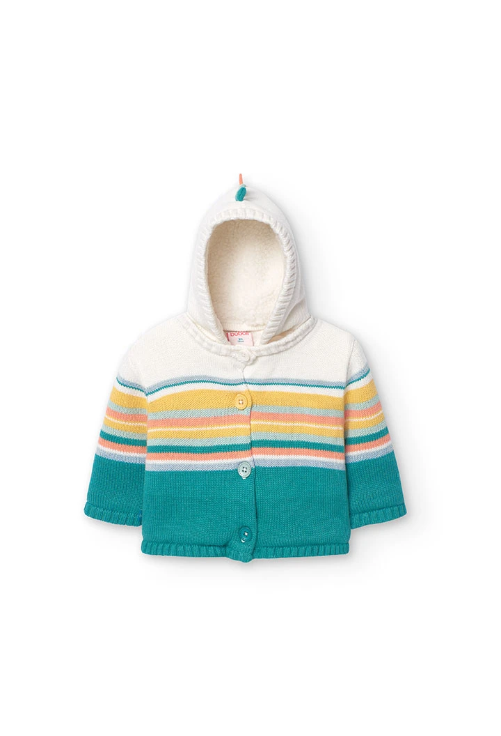 Strickjacke für Baby-Jungen mit Streifenmuster und Kapuze