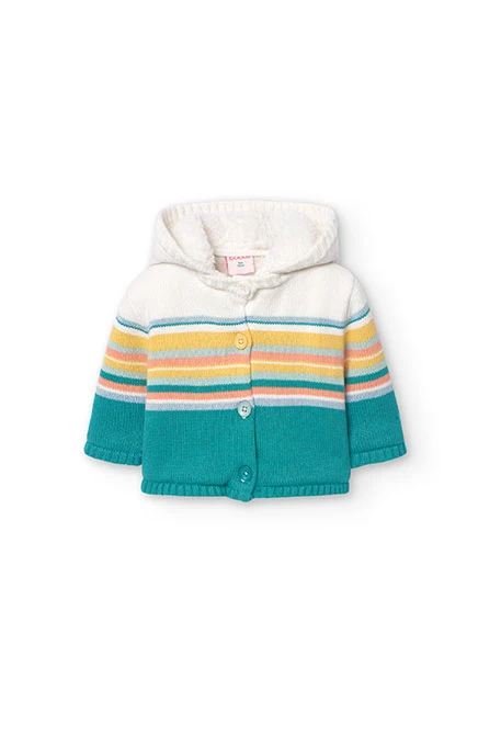Knitted jacket for baby boy with striped pattern