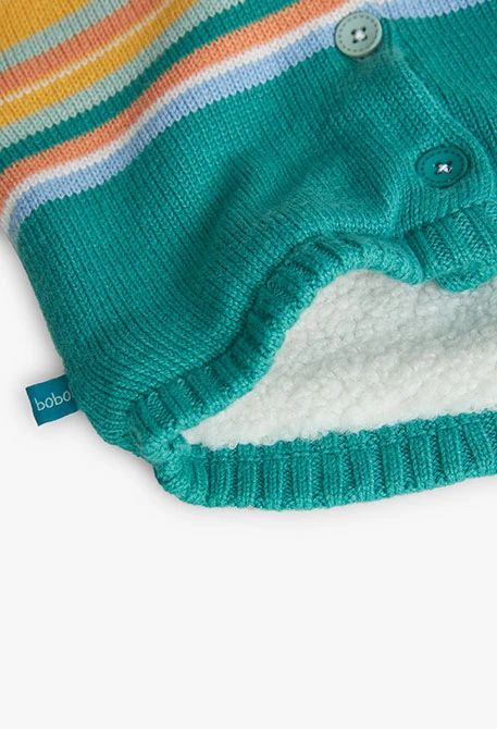 Knitted jacket for baby boy with striped pattern