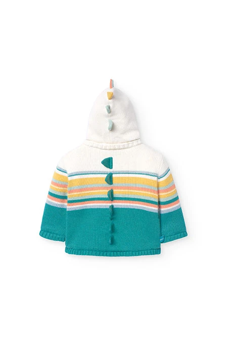 Strickjacke für Baby-Jungen mit Streifenmuster und Kapuze