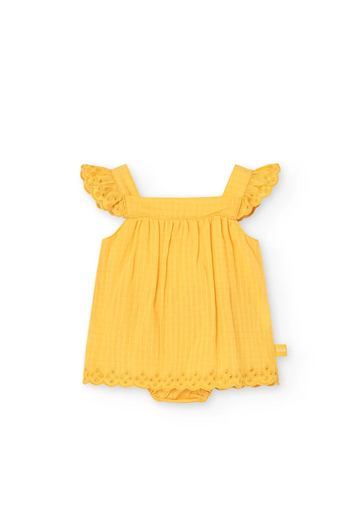 Baby girl's poplin dress in yellow colour