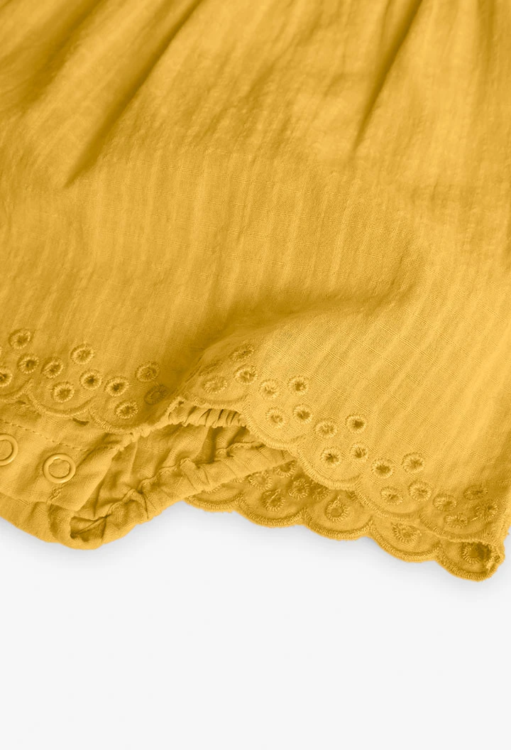 Baby girl's poplin dress in yellow colour