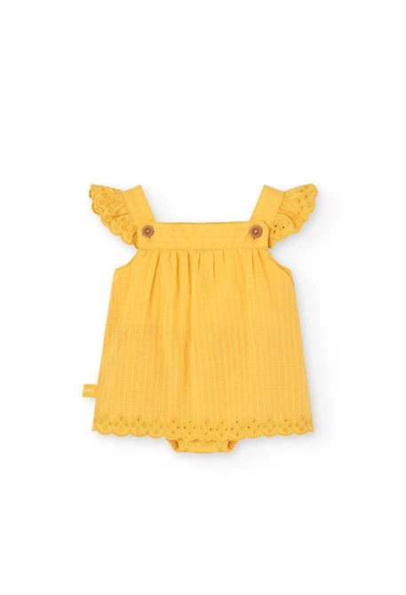 Robe en popeline pour bébé fille couleur jaune