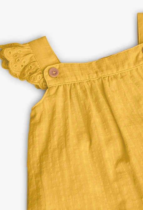 Vestido de popelín de bebé niña en color amarillo