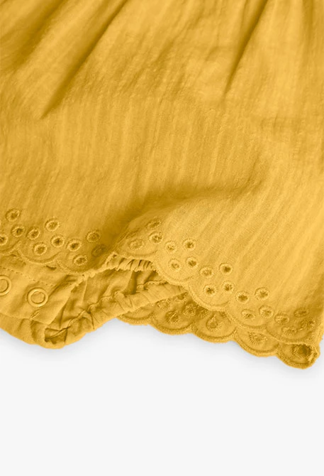 Vestido de popelina de bebé menina em cor amarela
