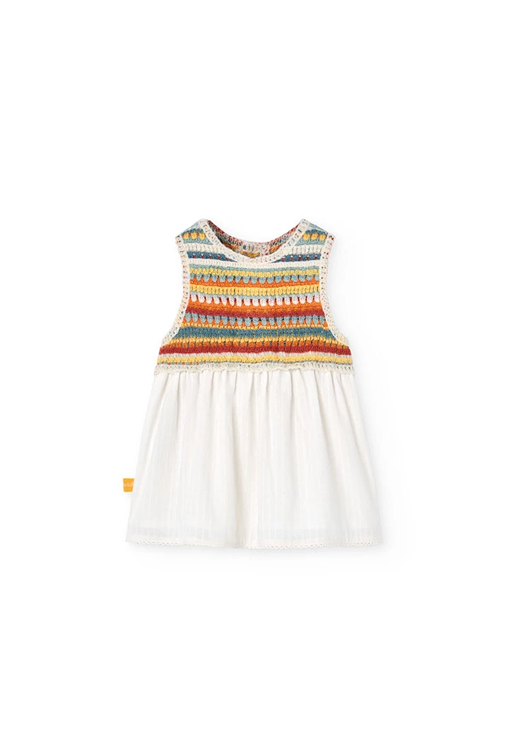 Robe en tricot pour bébé fille de couleur blanche
